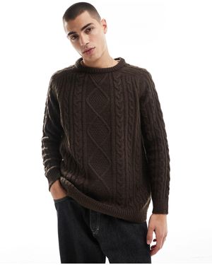 Threadbare Pull oversize en maille torsadée épaisse - Noir