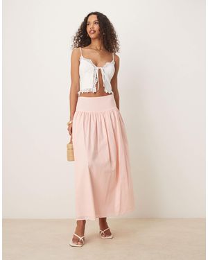 ASOS Dropped Waist Volume Midi Skirt - Pink