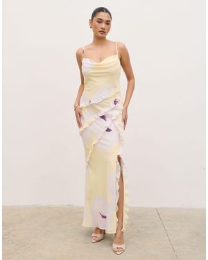 Pretty Lavish Ruffle Cami Cowl Neck Maxi Dress - Natural