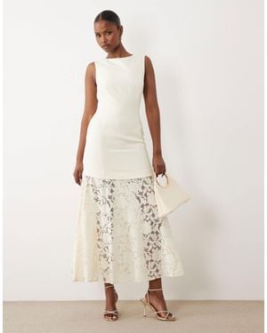 Forever New – midikleid aus leinenmix - Natur