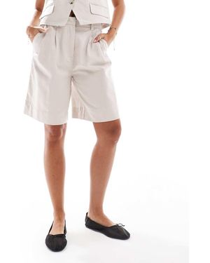 Pieces Linen Touch Tailored Longline Short Co-Ord - White