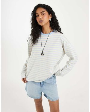 Noisy May Gestreept Sweatshirt Met Lange Mouwen - Wit