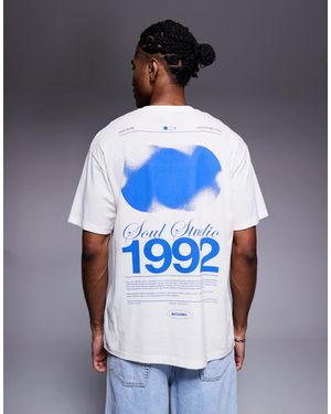 ADPT T-shirt oversize avec soul au dos - crème - Bleu