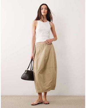 ASOS Structured Cargo Barrel Midi Skirt - Natural