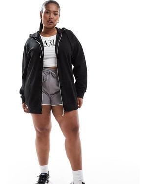Yours Raglan Zip Through Hoodie - Black