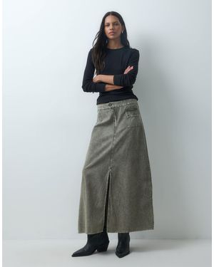 Mango Teen Pocket Detial Maxi Skirt - Grey