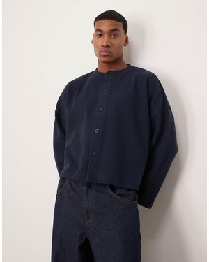 ASOS Super Oversized Cropped Vest Van Geborstelde Geribbelde Stof - Blauw