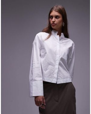 ASOS Manderin Collar Boxy Fit Shirt - Purple