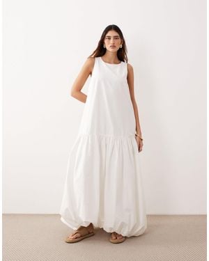 ARRANGE Drop Waist Maxi Dress With Puffball Hem - Natural