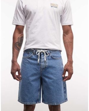 Parlez Serge Denim Shorts With Tie Waist Detail - Blue