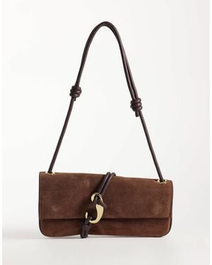 Dolce Vita Alice Suede Shoulder Bag With Gold-tone Hardware - Brown