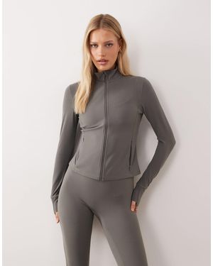 ARKET Co-ord Soft Seamless Zip Up Jacket - Gray