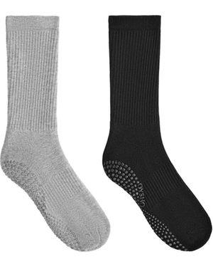 Oysho – 2 paar klassische yoga- und pilates-socken aus baumwollmix - Weiß