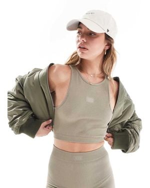 HERA Ribbed Base Racer Crop Top - Brown