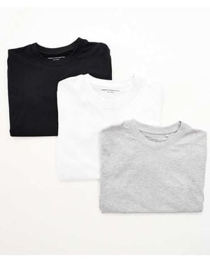 French Connection 3 Pack Cotton Crew Neck Logo Short Sleeve T-Shirts - White