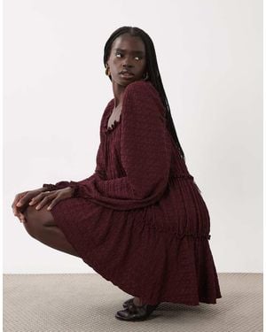 Miss Selfridge Long Sleeve Tie Smock Mini Dress - Red