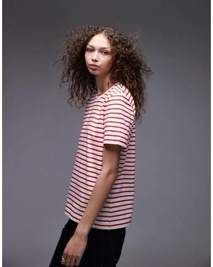 ARKET T-Shirt A Maniche Corte Rosa E Rossa A Righe - Multicolore