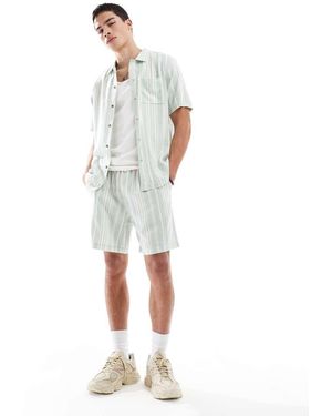 New Look Linen Blend Stripe Shorts Co-ord - White