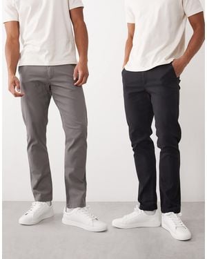 ASOS 2 Pack Slim Chinos - Black
