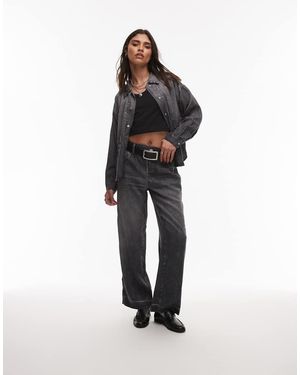 AllSaints Pantalones Negros De Tejido Efecto Denim Tyler De - Blanco