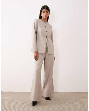 Y.A.S Premium High Waisted Wide Leg Trouser Co-ord - Natural