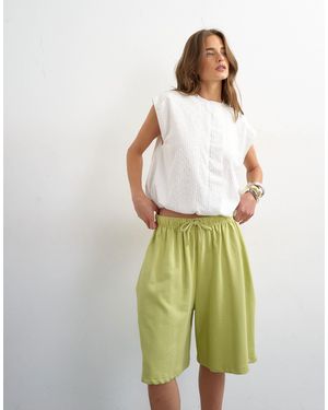 TOPSHOP Washed Long Line Tie Detail Shorts - Green