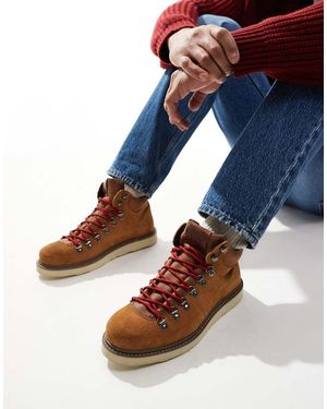 Jack & Jones Botas Tostadas De Estilo Senderista Con Suela Gruesa De Ante De -Marrón - Azul