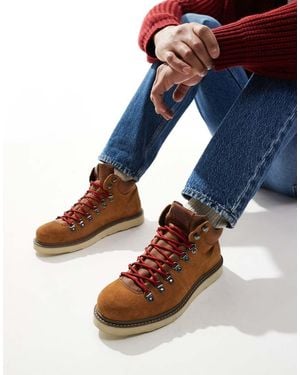 Jack & Jones Scarponcini Da Trekking Color Cuoio Con Suola Spessa - Blu