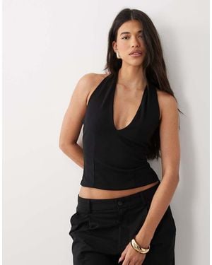 ASOS Velvet Corset Seam Bubble Hem Top - Black