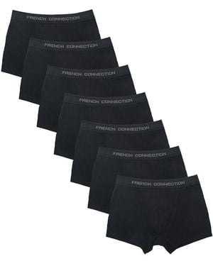 French Connection Pack Of 7 Cotton Boxers - Black