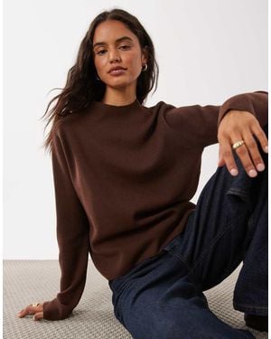 Mango High Neck Knitted Top - Brown