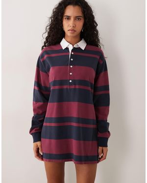 GOOD AMERICAN Cotton Rugby Polo Mini Dress - Brown