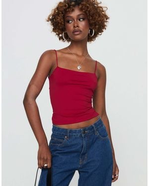 Princess Polly Elissa Square Neck Open Tie Back Detail Cami Top - Red