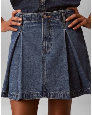 Calvin Klein – kurzer jeans-faltenrock - Blau