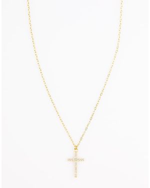 Lovisa Plated Sterling Pave Cross Pendant Necklace - White