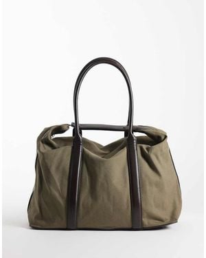ASOS Canvas Fabric Holdall Bag With Constrast Straps - Brown