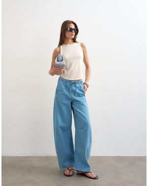 TOPSHOP Pull On Barrel Jean - Blue