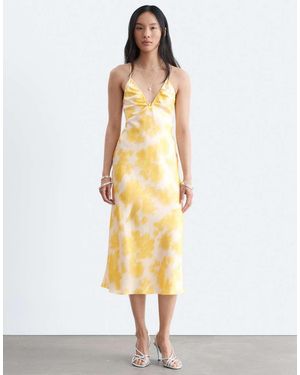 & Other Stories Vestido Midi Con Estampado Floral Y Cuello Halter - Metálico