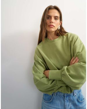 TOPSHOP Sudadera Con Bajo Abullonado En Verde