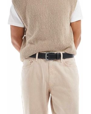 Levi's Loire Leather Belt With Logo Buckle - Natural