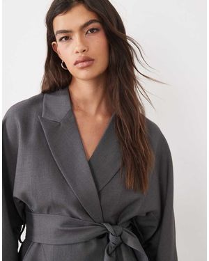 Gina Tricot Tie Waist Tailored Blazer Co-ord - Brown