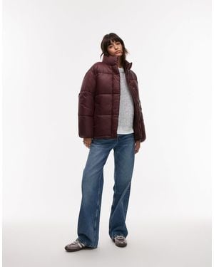 Mango Oversized Relaxed Collar Puffer Coat - Red