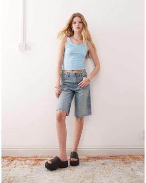 Wrangler Pantalones Cortos De Corte Alagado Con Lavado Azul Claro De