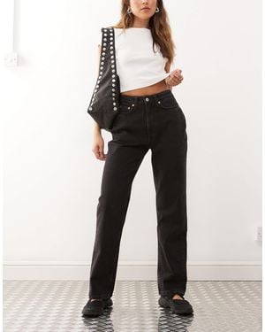 Weekday Resolute Stretch High Waist Straight Leg Jeans - Black