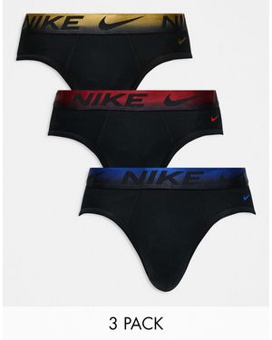 Nike – essential – 3er-pack unterhosen aus mikrofaser mit farbigem bund - Schwarz