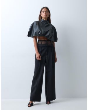 ASOS Asos X The Sourced Collection Wide Leg Trouser With Corset Detail Waist - Blue