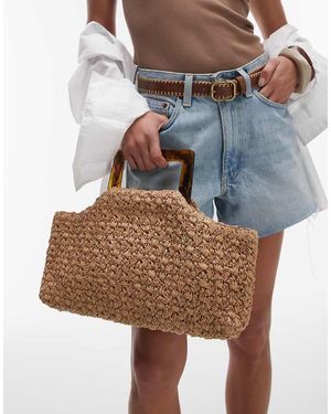 TOPSHOP Giveon Straw Bag With Handle - Natural