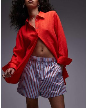 TOPSHOP Stripe Boxer Short - Red