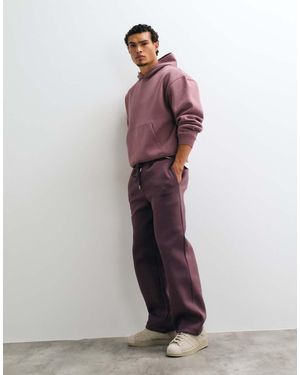 ASOS Wide Leg Scuba-Style Fabric Jogger With Embroidery - Purple