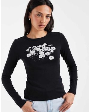 Levi's T-Shirt A Maniche Lunghe Con Stampa Floreale Grafica Nera - Nero